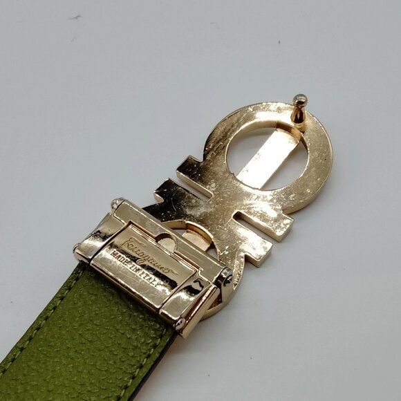 Authentic Ferragamo Belt Yellows Greens Leather mn296-121225 - Picture 7 of 9